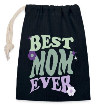 BEST MOM EVER - Closable cotton gift bag (14x20cm) - navy - Front
