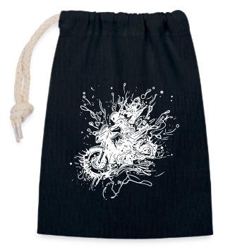 Racing Motorcycle Tattoo Splash Style - Closable cotton gift bag (14x20cm) - navy - Front