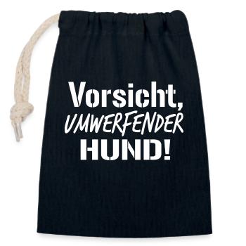 PUG - Hunde Spruch - Verschließbarer Geschenkbeutel aus Baumwolle (14x20cm) - Navy - Vorne