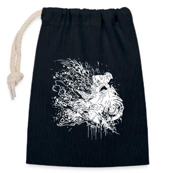 Racing Motorcycle Splash Style - Closable cotton gift bag (14x20cm) - navy - Front