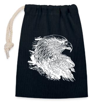 Elegant Eagle in Ink Vintage Tattoo Style - Closable cotton gift bag (14x20cm) - navy - Front