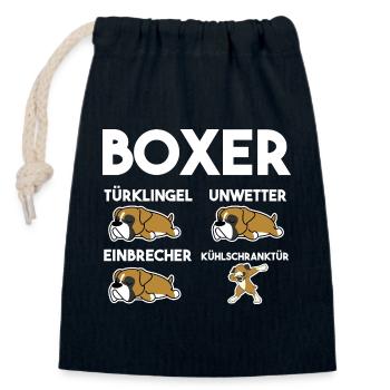 Hund Boxer - Verschließbarer Geschenkbeutel aus Baumwolle (14x20cm) - Navy - Vorne