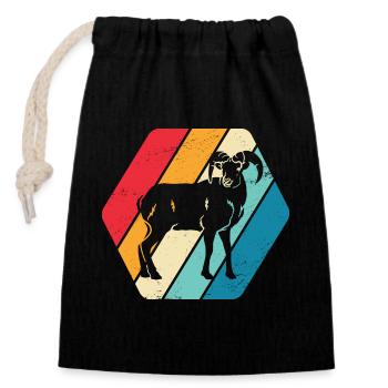 Chèvre Chèvre Mâle Bélier Nature Animale Rétro - Sac cadeau en coton avec cordon (14 x 20 cm) - noir - Devant
