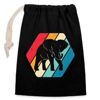 Elephant Animal Africa Safari Retro - Closable cotton gift bag (14x20cm) - black - Front