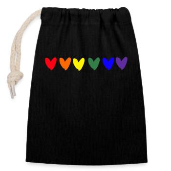 Pride Gay Lesbian LGBT Rainbow Parade - Closable cotton gift bag (14x20cm) - black - Front