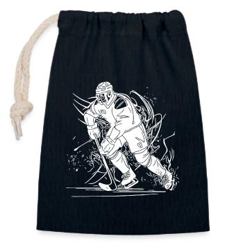 Schneller Eishockey Spieler Fan Motiv - Verschließbarer Geschenkbeutel aus Baumwolle (14x20cm) - Navy - Vorne