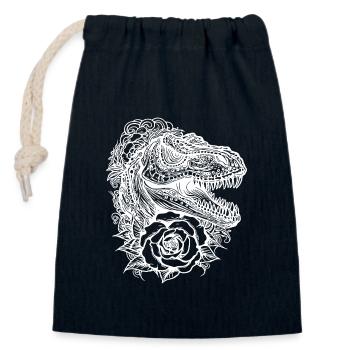 Tatouage de dinosaure Dino Fleurs T-Rex Style - Sac cadeau en coton avec cordon (14 x 20 cm) - bleu marine - Devant
