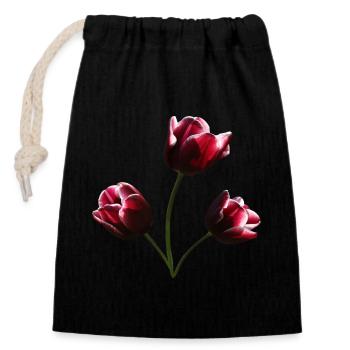 Tulipes bordeaux tulipe - Sac cadeau en coton avec cordon (14 x 20 cm) - noir - Devant