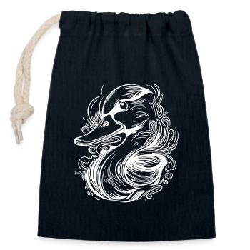 Mignon petit canard avec un sourire amusant - Sac cadeau en coton avec cordon (14 x 20 cm) - bleu marine - Devant
