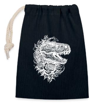 Dinosaure en tatouage de fleur Roses style Dino - Sac cadeau en coton avec cordon (14 x 20 cm) - bleu marine - Devant
