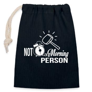 Pas une personne du matin - Sac cadeau en coton avec cordon (14 x 20 cm) - bleu marine - Devant