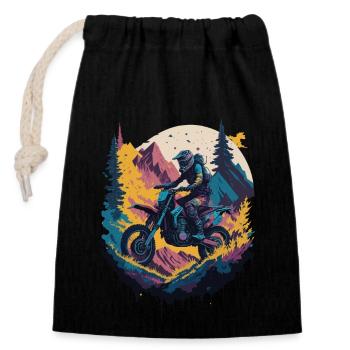Motocross Biker Race Dirt Bike Moto Offroad - Sac cadeau en coton avec cordon (14 x 20 cm) - noir - Devant