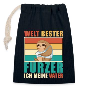 Lustiger Vater Spruch - Papa der beste Furzer - Verschließbarer Geschenkbeutel aus Baumwolle (14x20cm) - Navy - Vorne