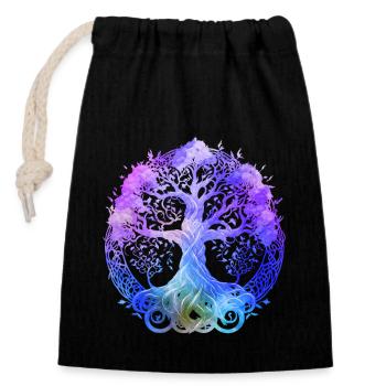 Arbre de la Vie de Yoga Spiritualité et méditation - Sac cadeau en coton avec cordon (14 x 20 cm) - noir - Devant