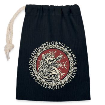 Fenrir Wikinger Wolf Fenriswolf Wikingerkompass - Verschließbarer Geschenkbeutel aus Baumwolle (14x20cm) - Navy - Vorne