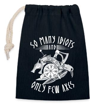 Funny Viking Saying So Many Idiots & Few Axes - Closable cotton gift bag (14x20cm) - navy - Front