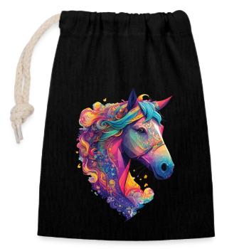 Horse Pony Rider Design Horse Horse Dressage - Sac cadeau en coton avec cordon (14 x 20 cm) - noir - Devant
