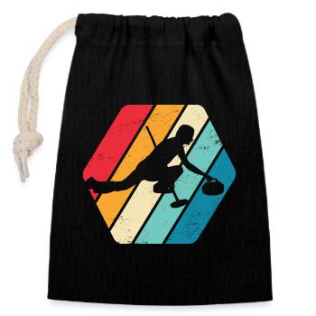 Curling Curling Player Winter Sports Sports Gift - Closable cotton gift bag (14x20cm) - black - Front