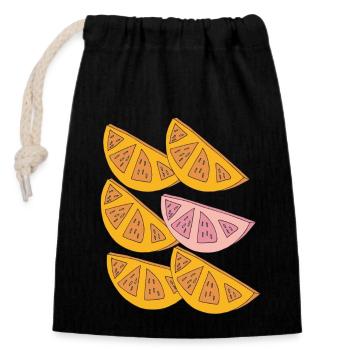 orangen schnitze 6fach - Verschließbarer Geschenkbeutel aus Baumwolle (14x20cm) - Schwarz - Vorne