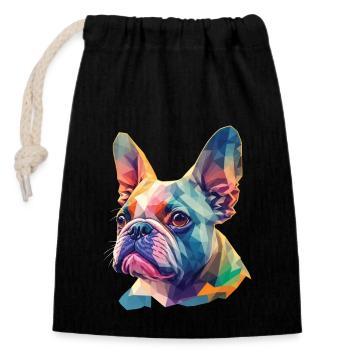 Chien bouledogue français drôle de chiens Art - Sac cadeau en coton avec cordon (14 x 20 cm) - noir - Devant