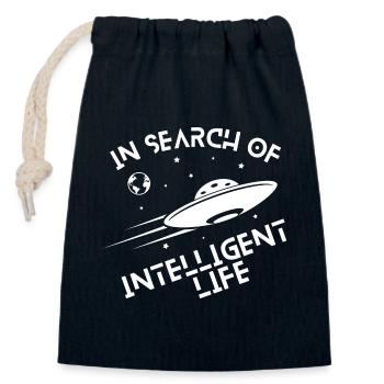 Citation amusante d’extraterrestres à la recherche de la vie intelligente - Sac cadeau en coton avec cordon (14 x 20 cm) - bleu marine - Devant