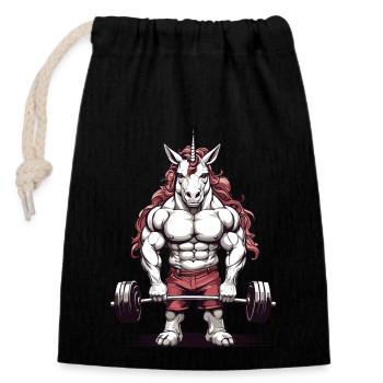 Licorne Bodybuilder Cool Fitness Muscle Design - Sac cadeau en coton avec cordon (14 x 20 cm) - noir - Devant