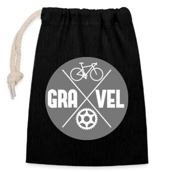 Gravel Bike Fahrrad Radfahrer Radfahrerin - Verschließbarer Geschenkbeutel aus Baumwolle (14x20cm) - Schwarz - Vorne
