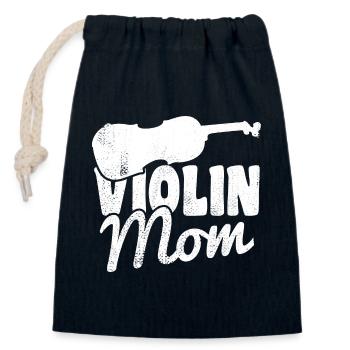 Violinist Mama - Closable cotton gift bag (14x20cm) - navy - Front