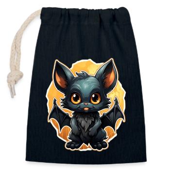 Bat Halloween I Cartoon Cute Bat - Closable cotton gift bag (14x20cm) - navy - Front