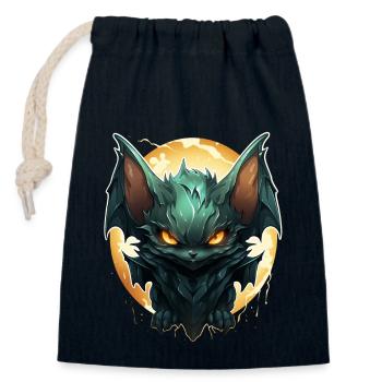 Bat Halloween I Cartoon Cute Bat - Closable cotton gift bag (14x20cm) - navy - Front