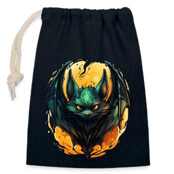 Bat Halloween I Cartoon Cute Bat - Closable cotton gift bag (14x20cm) - navy - Front