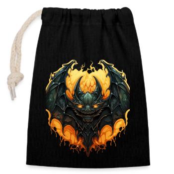 Bat Halloween I Cartoon Cute Bat - Closable cotton gift bag (14x20cm) - black - Front