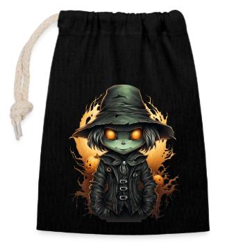Scarecrow Halloween Cartoon Scary Scarecrow - Closable cotton gift bag (14x20cm) - black - Front