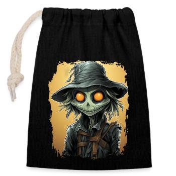Scarecrow Halloween Cartoon Scary Scarecrow - Verschließbarer Geschenkbeutel aus Baumwolle (14x20cm) - Schwarz - Vorne