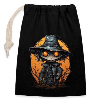 Scarecrow Halloween Cartoon Scary Scarecrow - Verschließbarer Geschenkbeutel aus Baumwolle (14x20cm) - Schwarz - Vorne