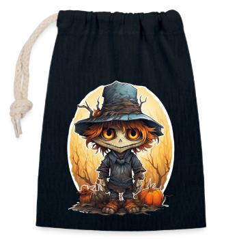 Scarecrow Halloween Cartoon Scary Scarecrow - Closable cotton gift bag (14x20cm) - navy - Front