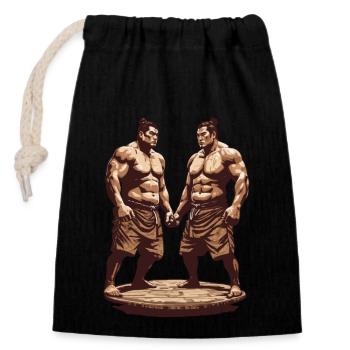 Sumo Warrior Wrestling & Japanese Tradition - Closable cotton gift bag (14x20cm) - black - Front
