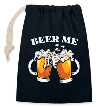 beer, drinking beer - Closable cotton gift bag (14x20cm) - navy - Front