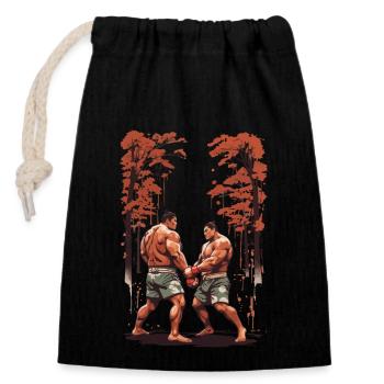 Sumo Honor Tradition & Force Arts Martiaux Entraînement - Sac cadeau en coton avec cordon (14 x 20 cm) - noir - Devant
