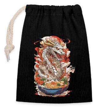 Ramen Drachen Anime Essenskunst Manga Design - Verschließbarer Geschenkbeutel aus Baumwolle (14x20cm) - Schwarz - Vorne