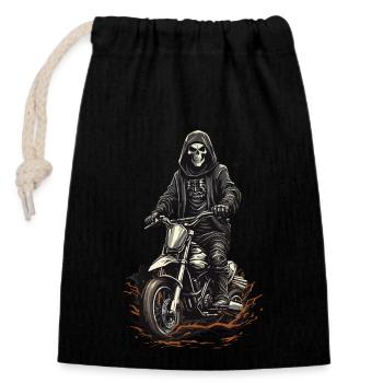 Halloween Motocross Grim Reaper Design - Verschließbarer Geschenkbeutel aus Baumwolle (14x20cm) - Schwarz - Vorne