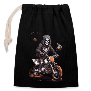 Halloween Motocross Skelett Raser - Verschließbarer Geschenkbeutel aus Baumwolle (14x20cm) - Schwarz - Vorne