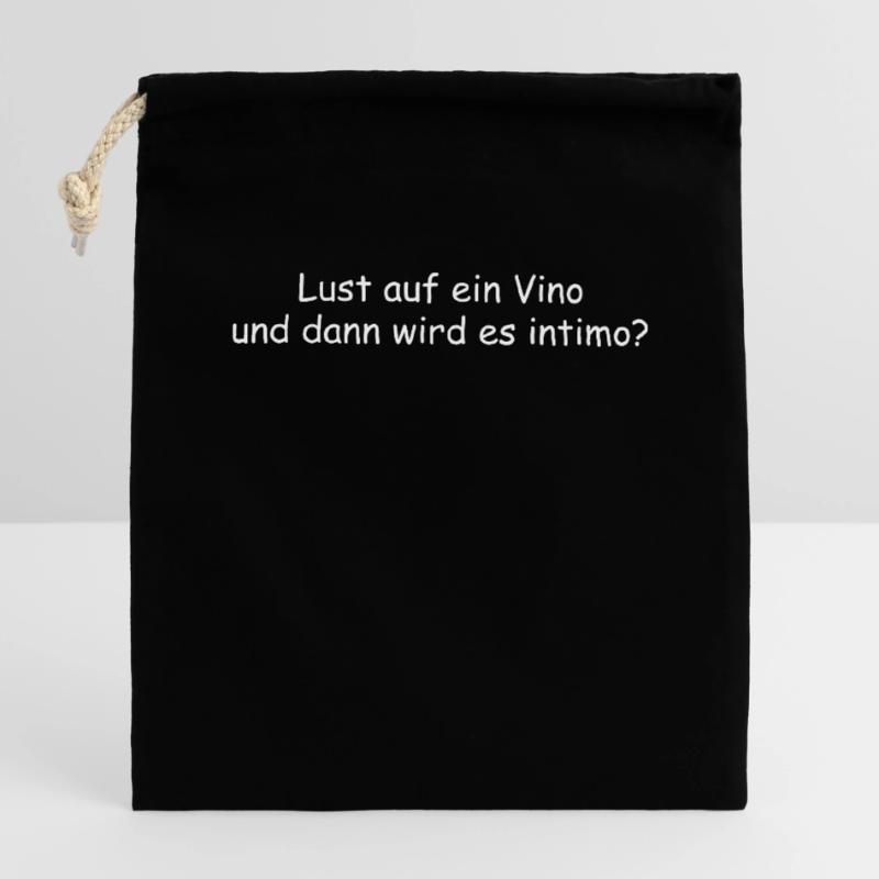Lust auf ein Vino und dann wird es Intimo? Verschließbarer Geschenkbeutel aus Baumwolle (14x20cm)