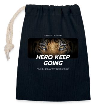 Fearless and the Evil in it Keep GoingHero - Closable cotton gift bag (14x20cm) - navy - Front