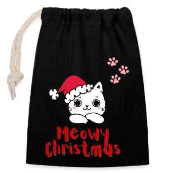 Meowy Christmas - Sac cadeau en coton avec cordon (14 x 20 cm) - noir - Devant