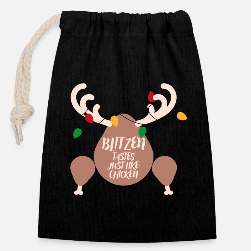 Cuisse décorée: goût poulet - Sac cadeau en coton avec cordon (14 x 20 cm) - noir