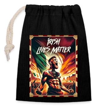 Irish Lives Matter - Verschließbarer Geschenkbeutel aus Baumwolle (14x20cm) - Schwarz - Vorne