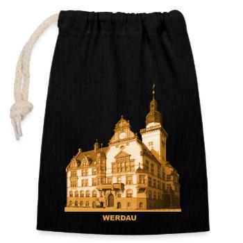 Mairie de Werdau, Pleiße, Saxe - Sac cadeau en coton avec cordon (14 x 20 cm) - noir - Devant