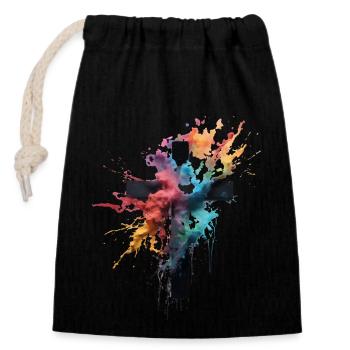 Conception de croix Christianisme chrétien et orthodoxe - Sac cadeau en coton avec cordon (14 x 20 cm) - noir - Devant