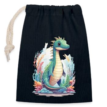 Conception de dessin animé de dinosaure sous-marin mignon - Sac cadeau en coton avec cordon (14 x 20 cm) - bleu marine - Devant